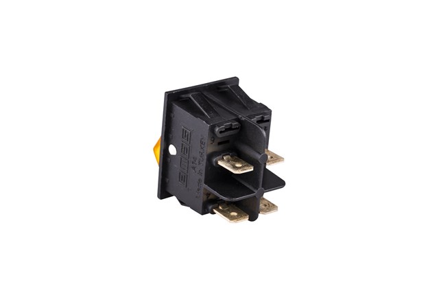 30*22mm Black Body 2NO with Illumination with Terminal (0-I) Marked Yellow A14 Series Rocker Switch